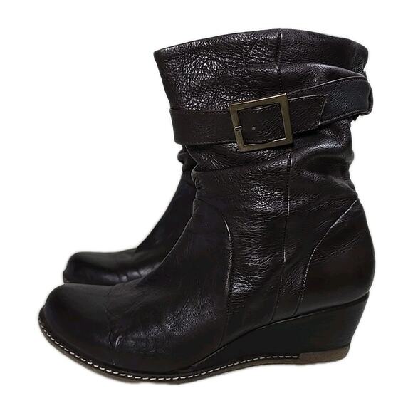 Eric Michael Womens Brown Leather Wedge Booties Handmade In Spain EU 40, US 9 - Picture 2 of 10